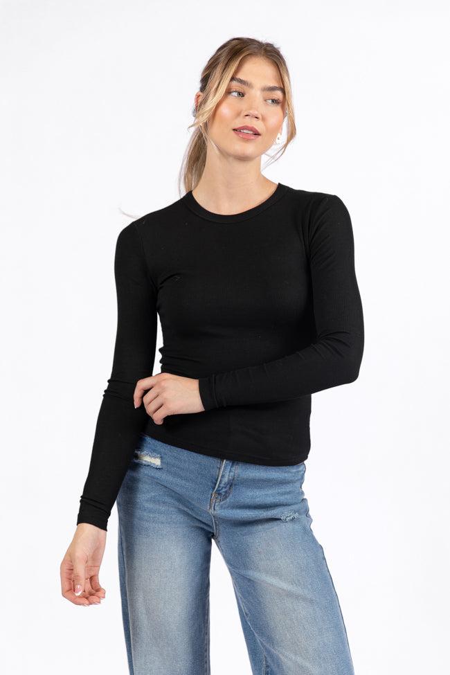 Make Your Choice Black Ribbed Long Sleeve Tee FINAL SALE Product Image