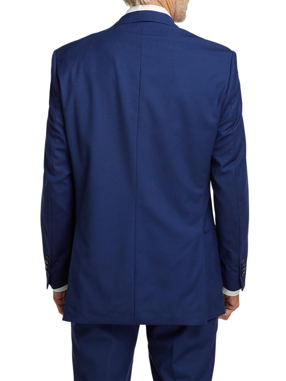 Wool Stretch Bengaline Single Breasted Peak Lapel Suit - Blue Product Image