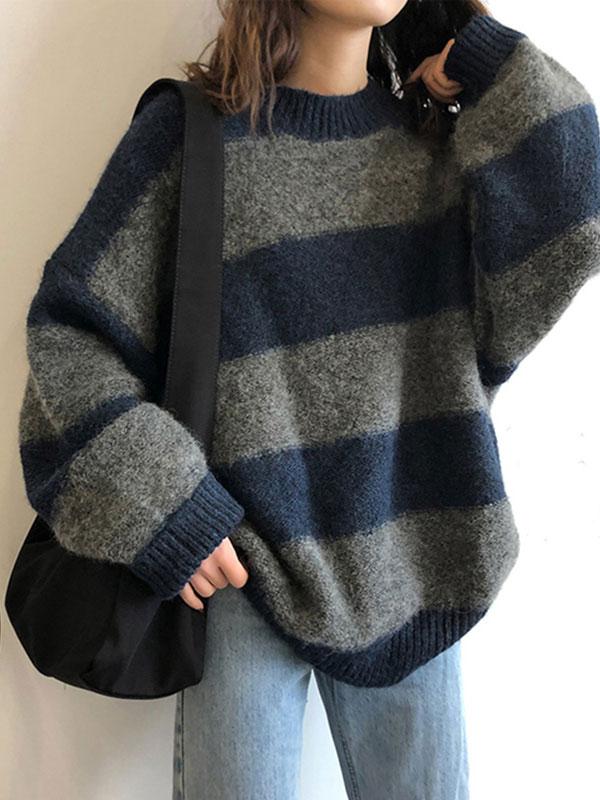 Oversized Stripe Pullover Sweater Product Image