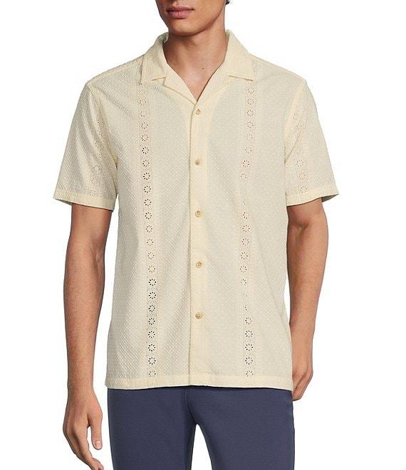 Rowm Tourister Short Sleeve Eyelet Button Front Shirt Product Image
