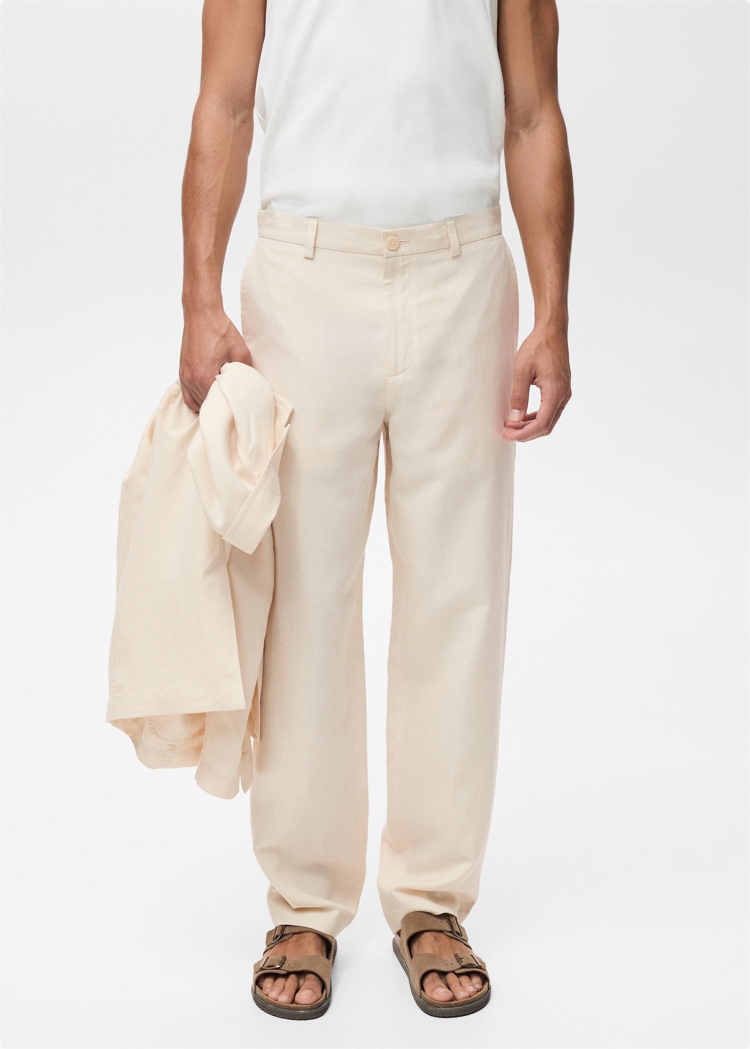 Linen-lyocell blend suit pants - Men | MANGO USA Product Image