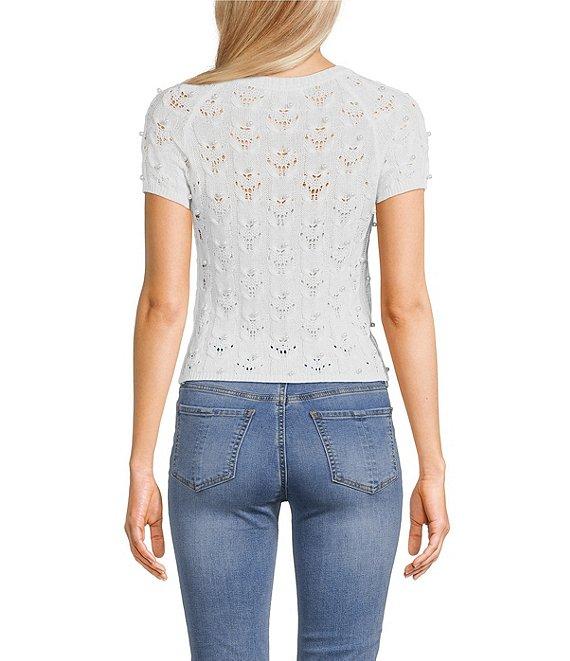 Evolutionary Short Sleeve Crewneck Allover Pearl Sweater Product Image