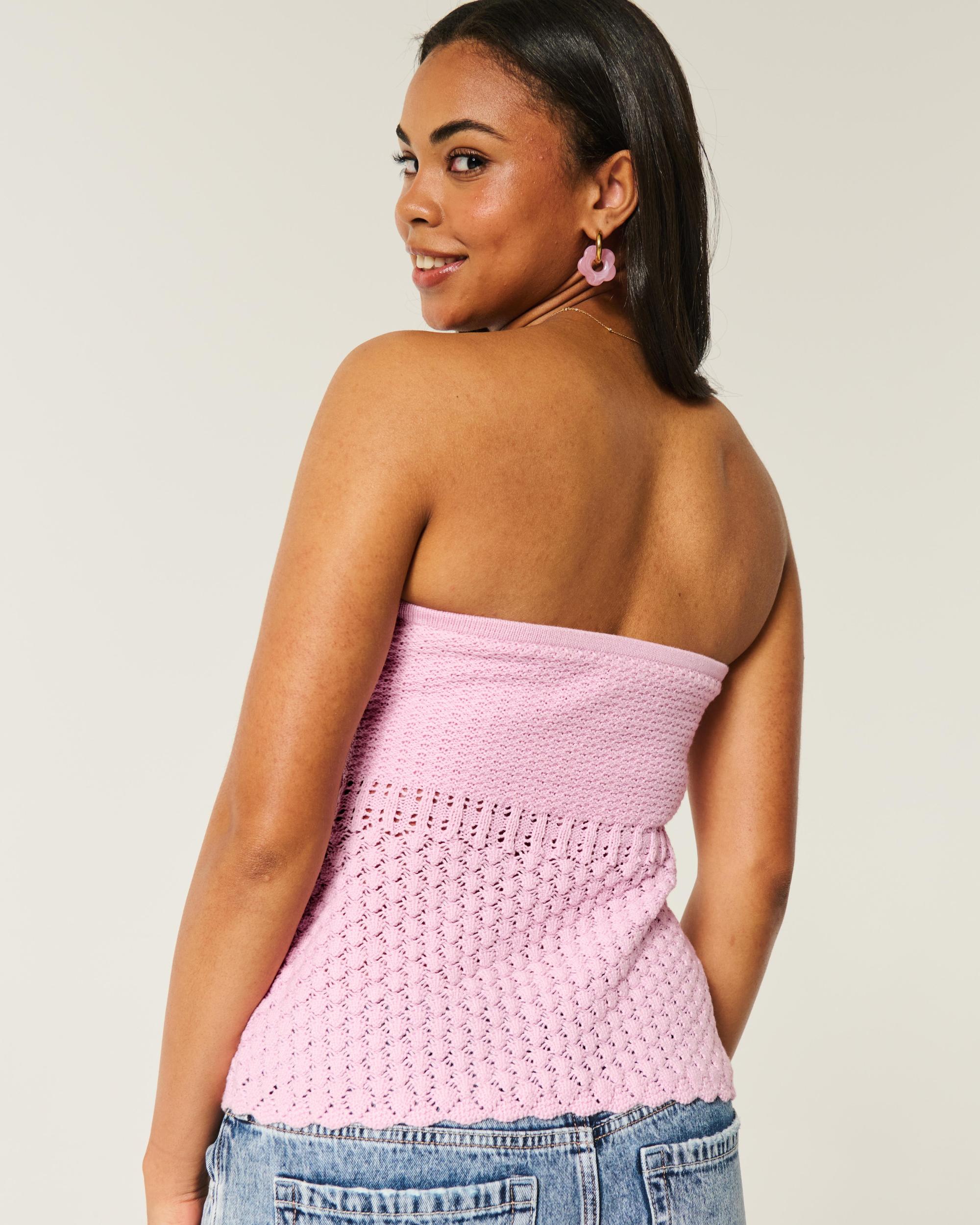 Crochet-Style Sweater Tube Top Product Image
