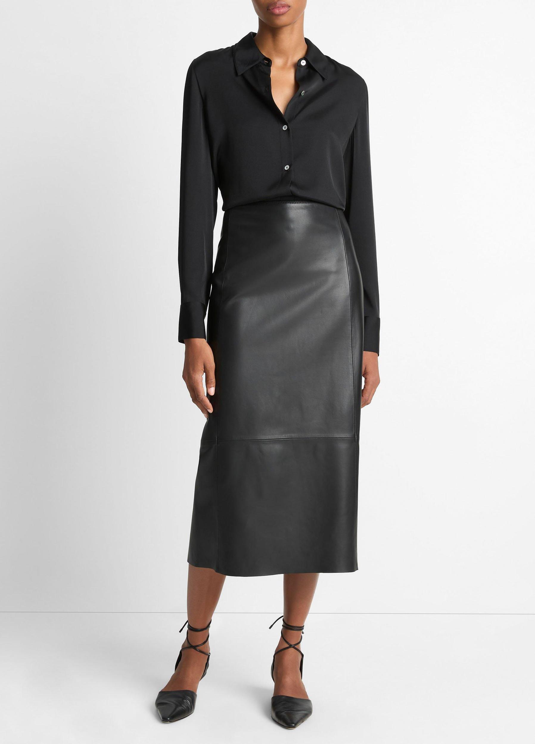 Silk-Blend Slim Button-Front Blouse Product Image