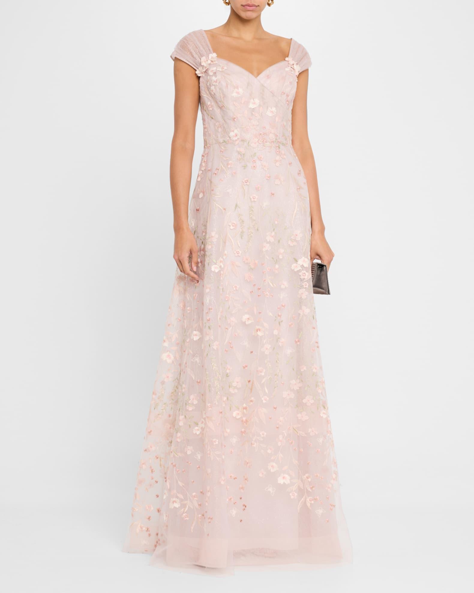 Floral-Embroidered Tulle Gown Product Image