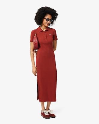 Long Ribbed Cotton Polo Dress Product Image