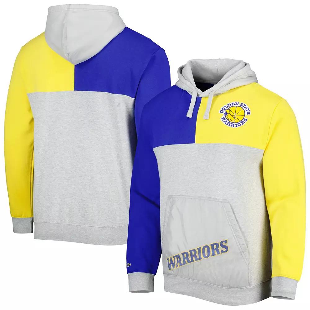 Men's Mitchell & Ness  Heather Gray Golden State Warriors Tie-Breaker Pullover Hoodie, Size: XL, Grey Product Image