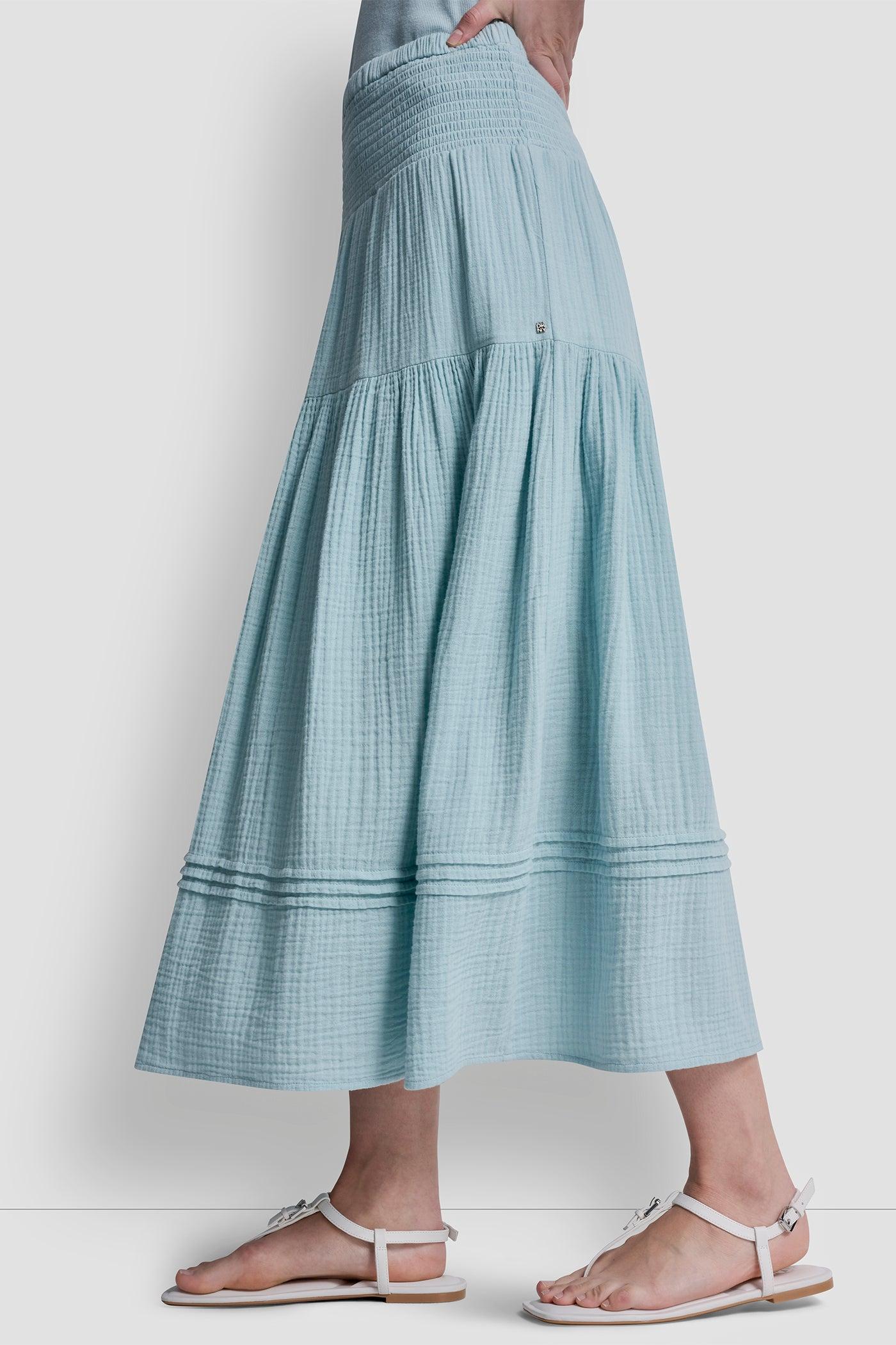 SMOCKED WAIST MAXI TIERED SKIRT Product Image