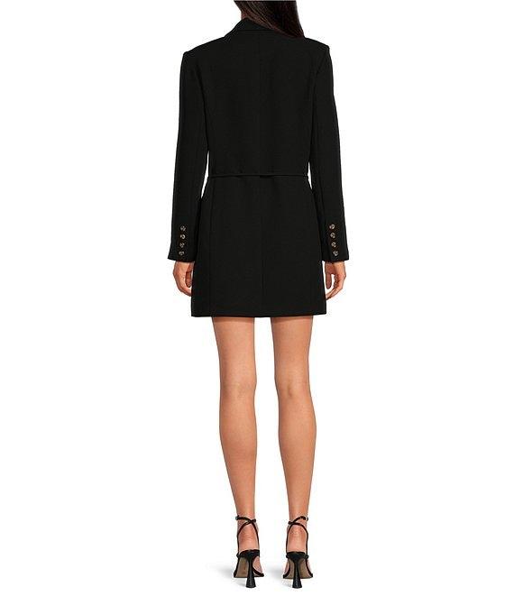 Gianni Bini Gina Notch Lapel Long Sleeve Button Front Tie Waist Blazer Wrap Mini Dress Product Image