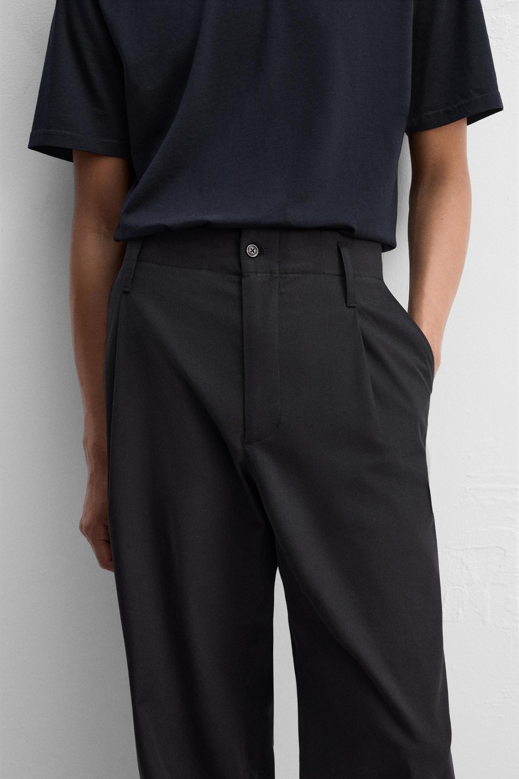 WIDE FIT COTTON-VISCOSE PANTS Product Image