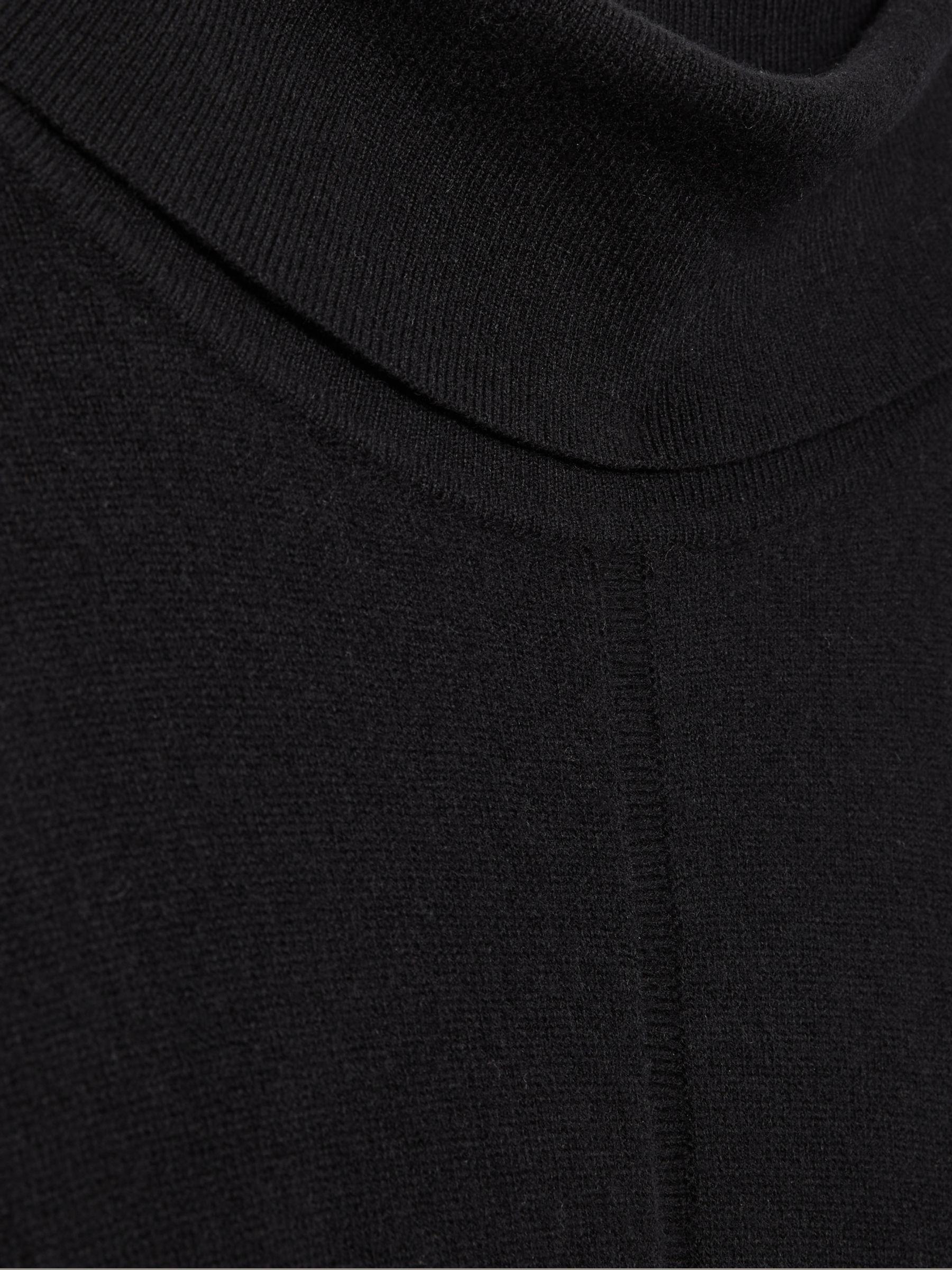 Roll-Neck Knitted Midi Dress With Cashmere in Black Product Image