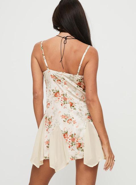 Lucardi Satin Mini Dress Floral Product Image