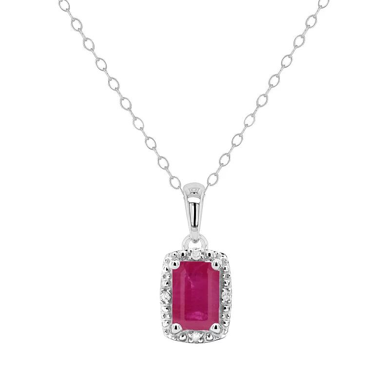 Celebration Gems Sterling Silver Gemstone & Diamond Accent Pendant Necklace, Women's,  Product Image