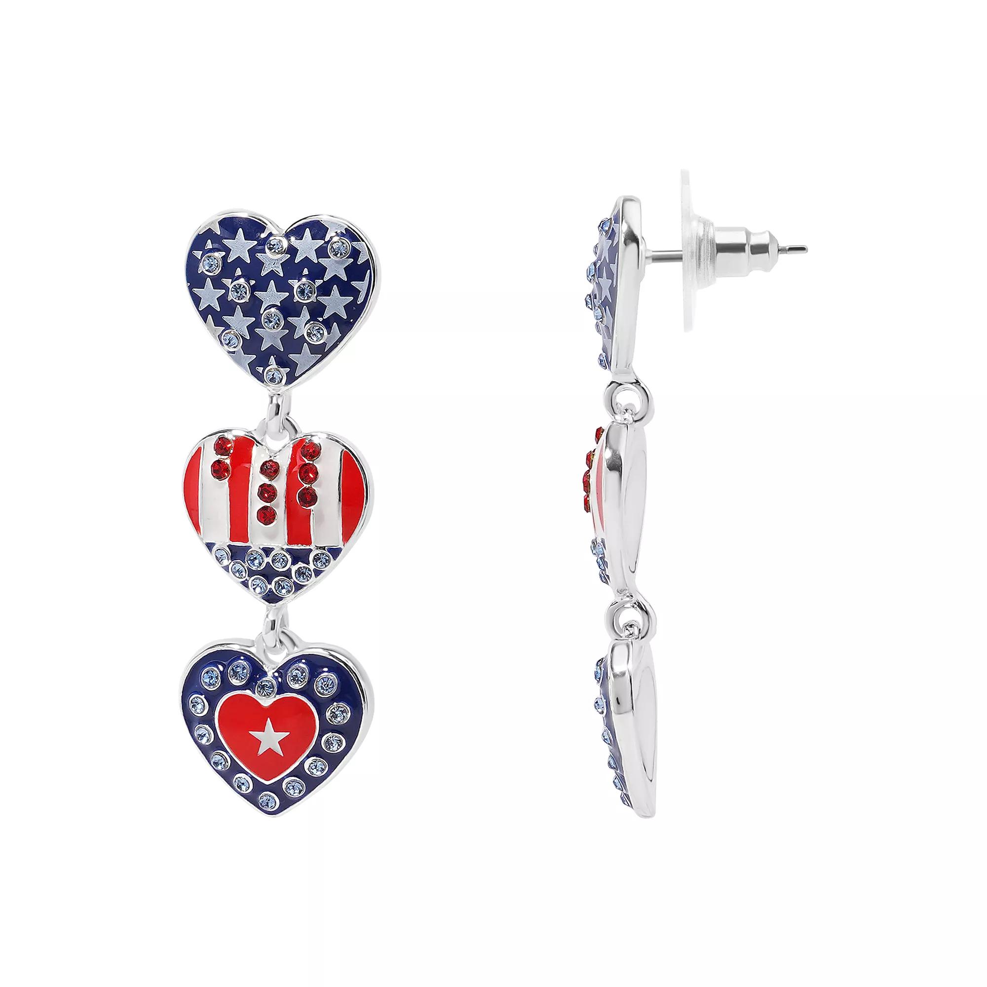 Celebrate Together™ Americana Hearts Linear Earrings, Women's, Multi Product Image