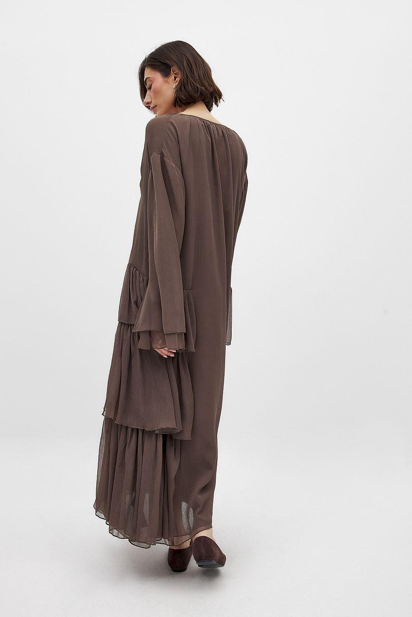 Chiffon Ruffle Long Sleeve Kaftan Product Image
