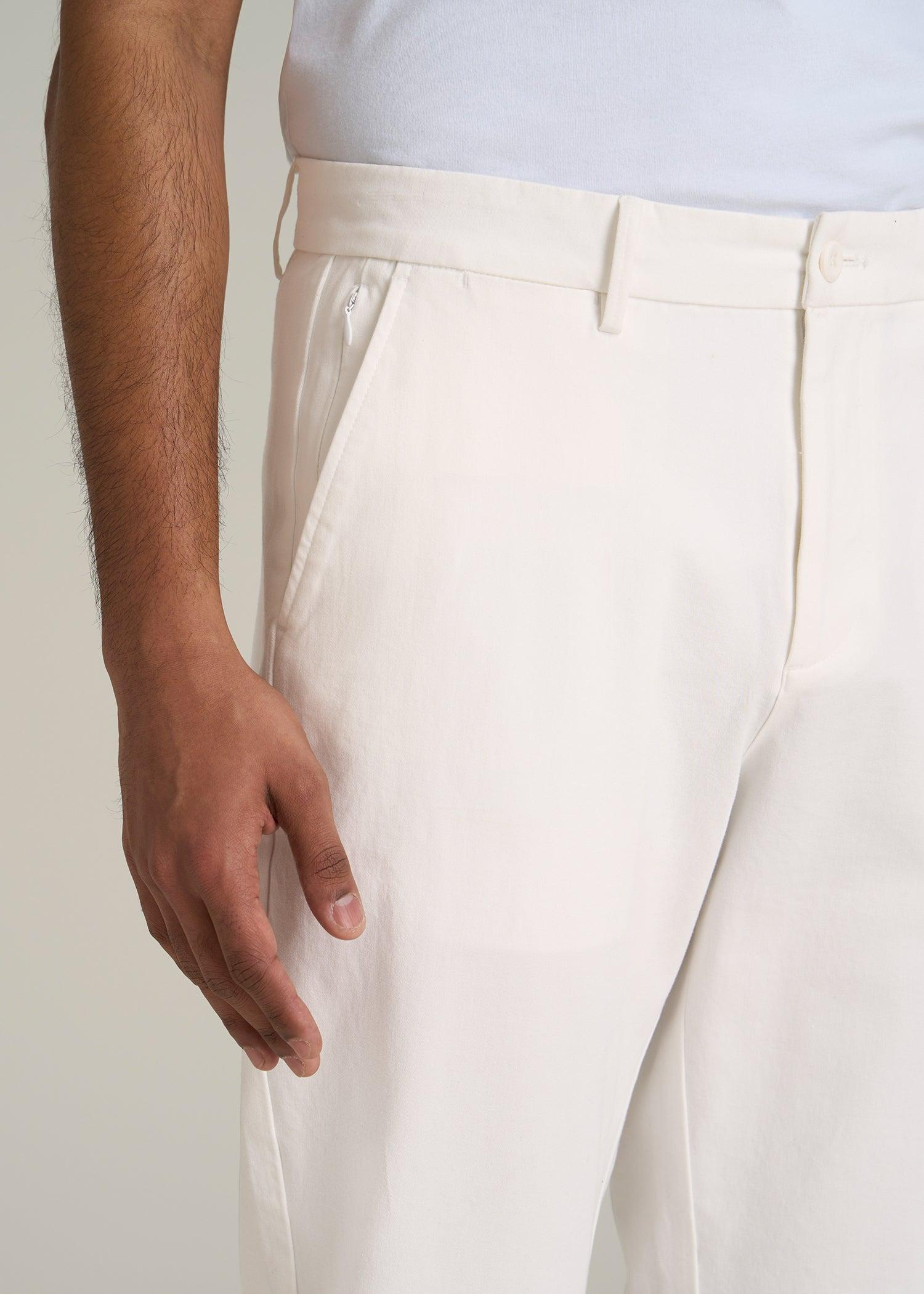 4 Way Stretch Commuter TAPERED Chino Pants for Tall Men in White Alyssum Male Product Image