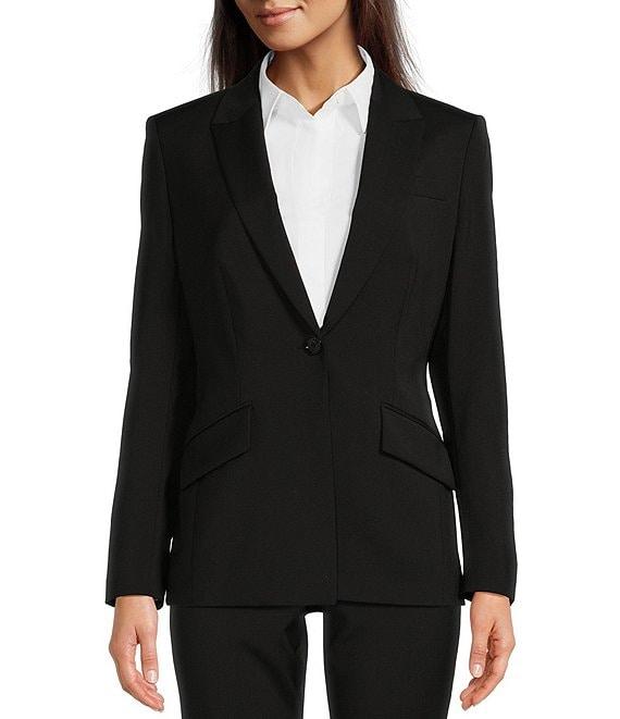 BOSS by Hugo Boss Jabinalah Virgin Wool Notch Lapel Collar Long Sleeve One-Button Blazer Product Image