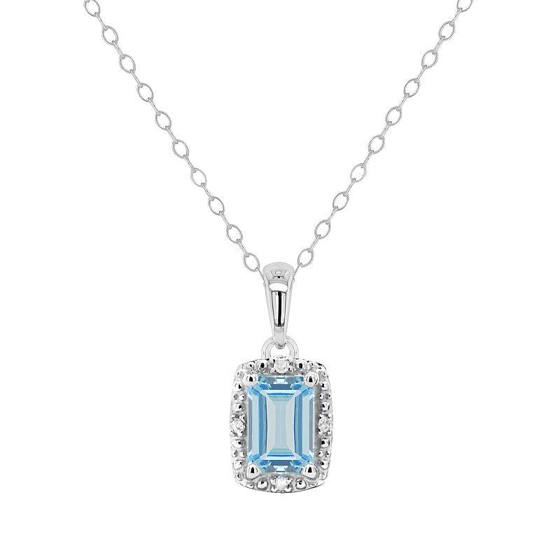 Celebration Gems Sterling Silver Gemstone & Diamond Accent Pendant Necklace, Women's,  Product Image
