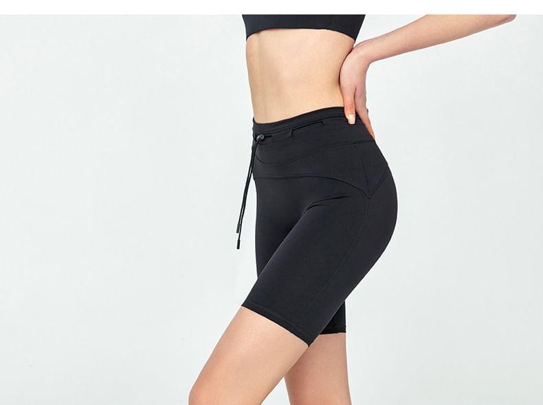 Drawstring Waist Plain Yoga Shorts Product Image