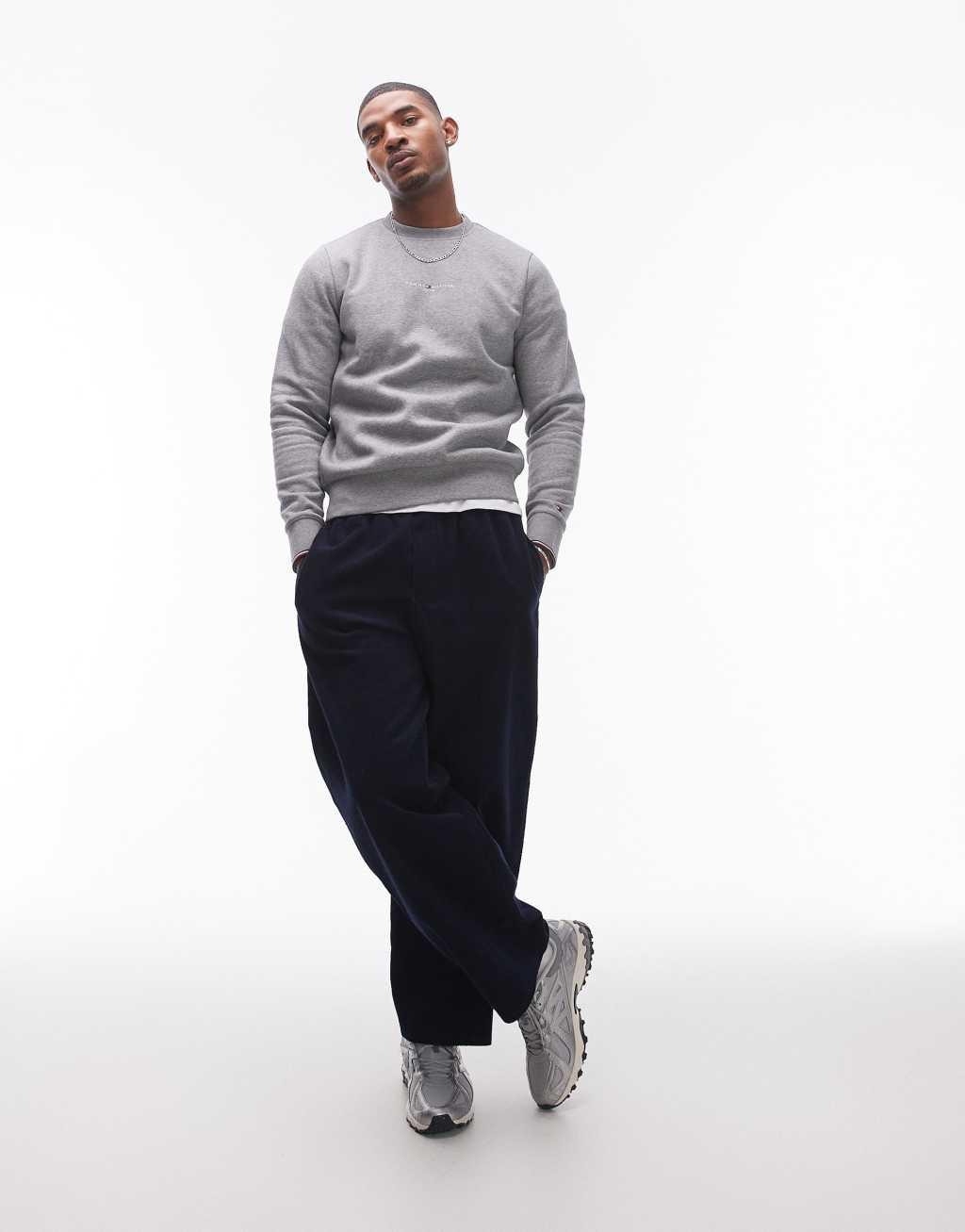 Tommy Hilfiger logo tipped sweatshirt in gray Product Image