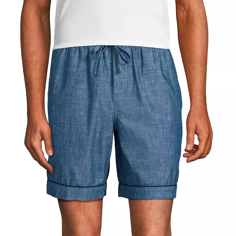 Men's Lands' End Essential 8-inch Pajama Shorts, Size: Large, Grey Blue Stripe Product Image
