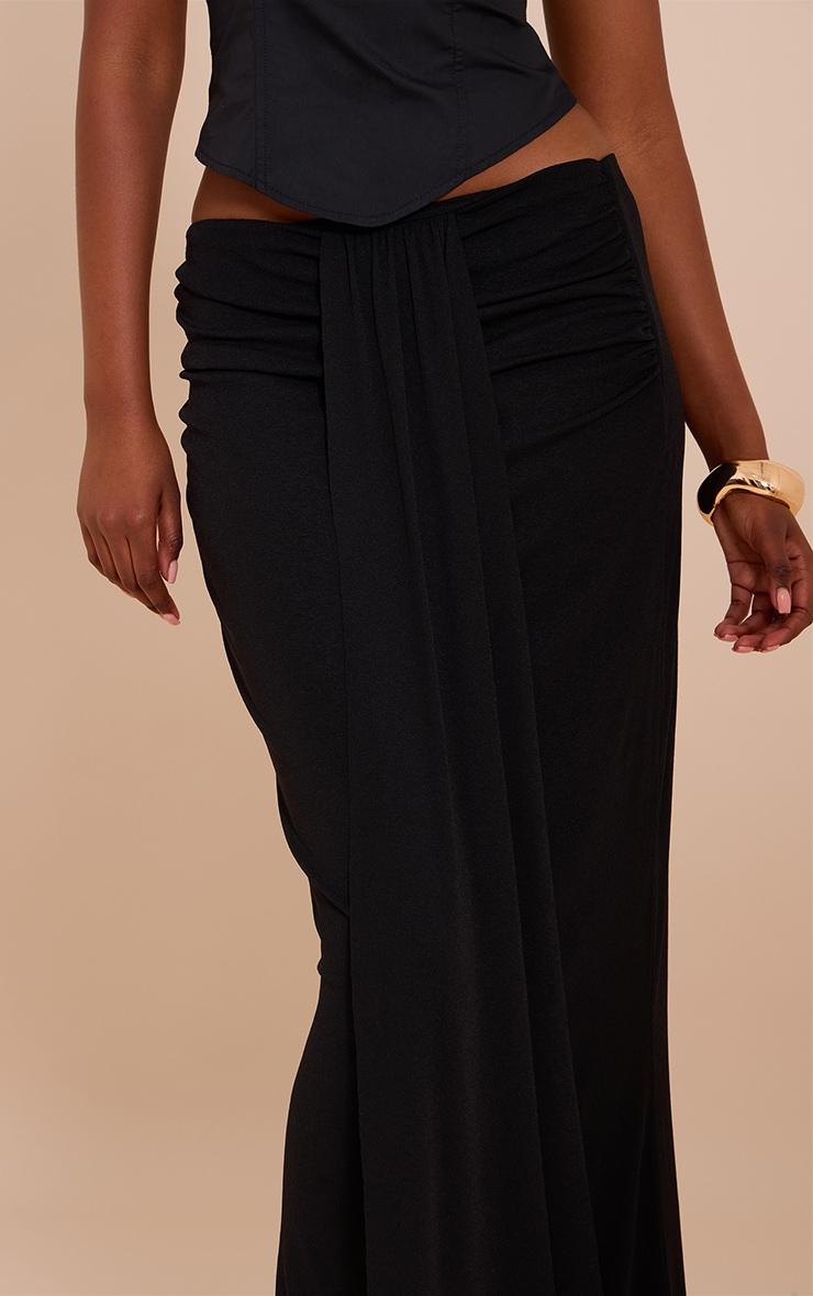 Black Double Layer Onion Skin Drape Detail Maxi Skirt Product Image