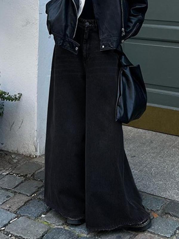 Vintage Black Wash Wide Leg Flare Boyfriend Jeans Product Image