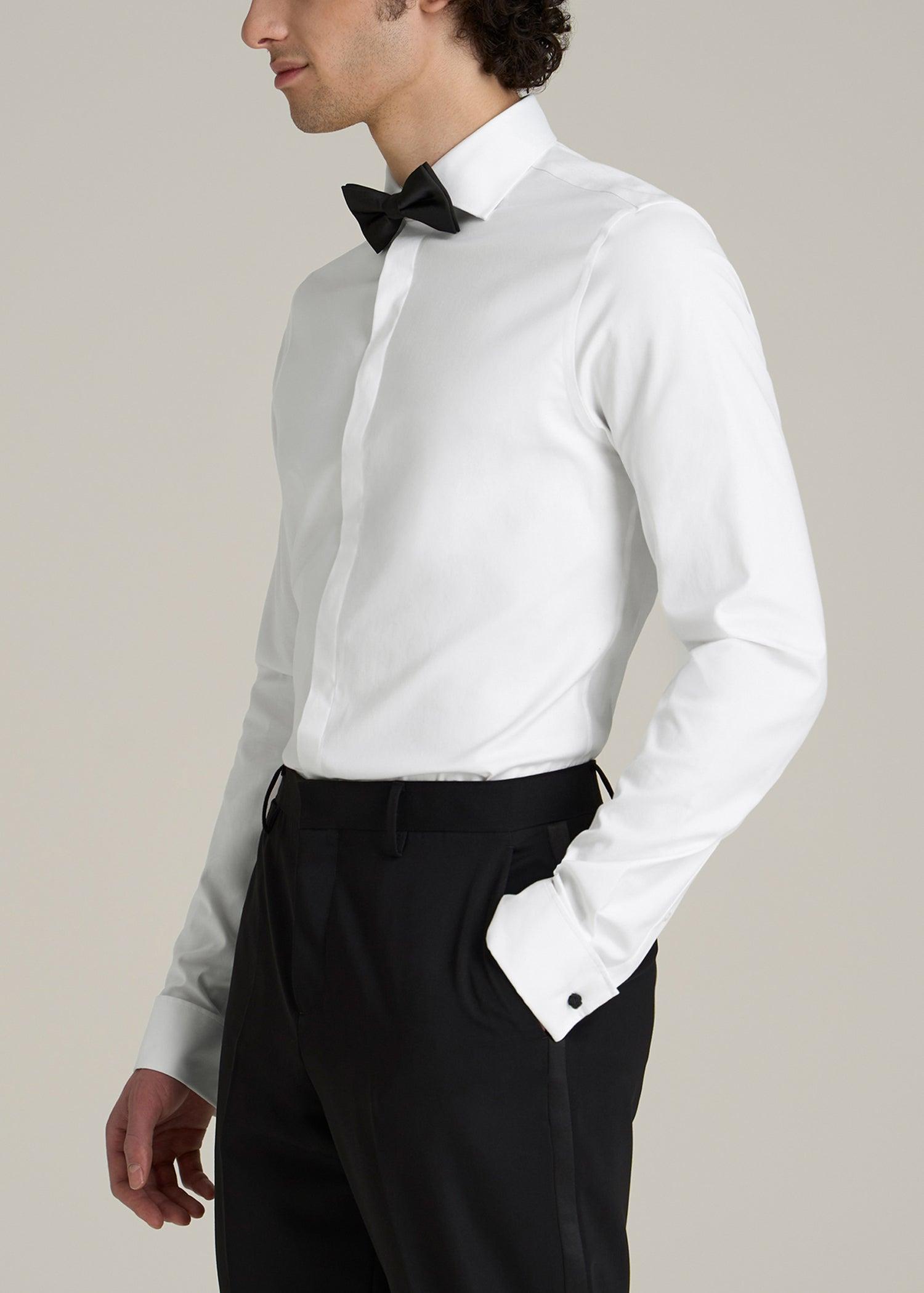 Tuxedo Shirt for Tall Men in White Male Product Image