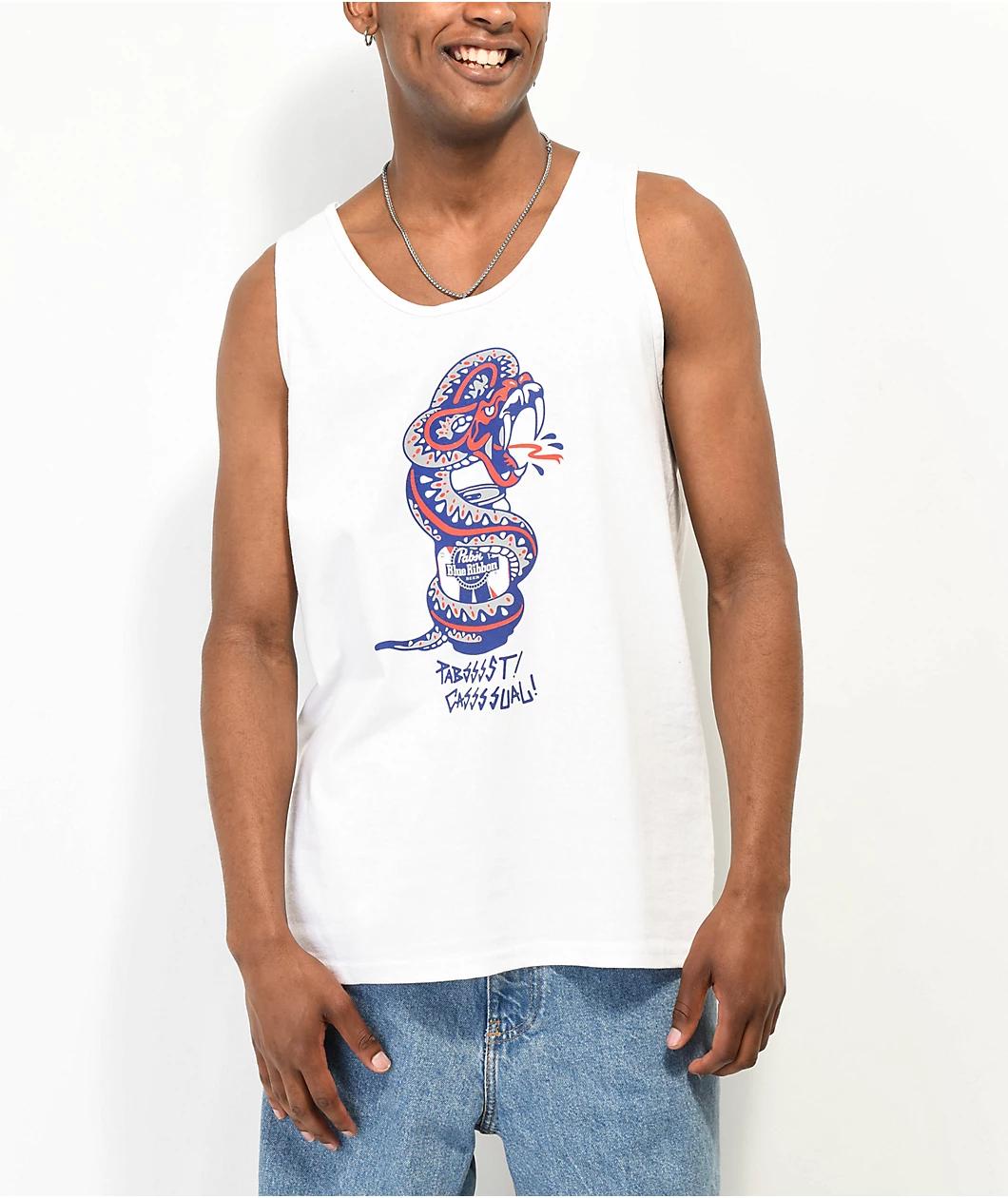 Casual Industrees x Pabst Pabsssst White Tank Top Product Image