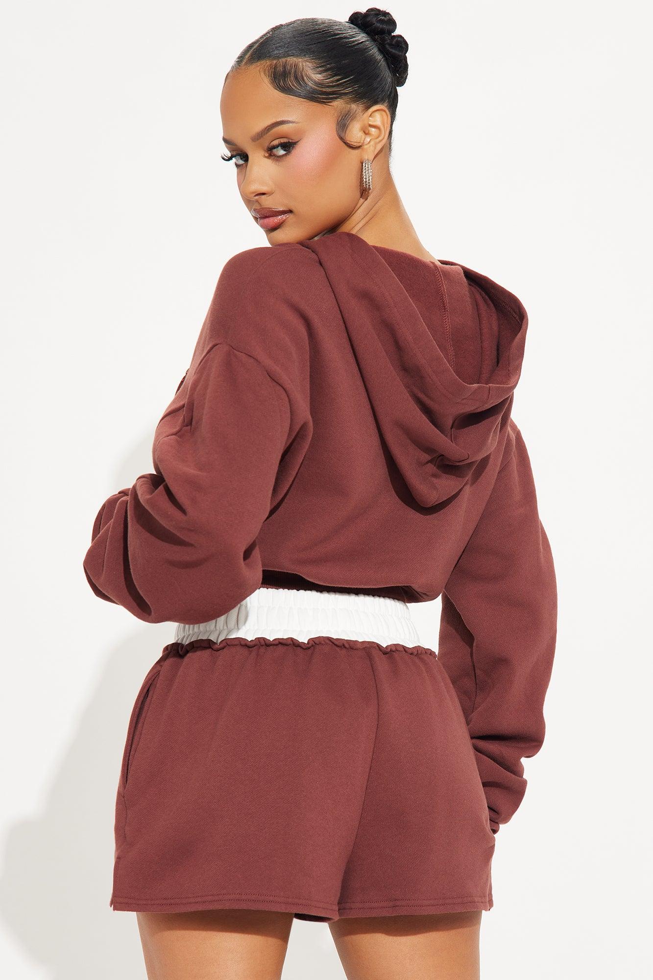 Cozy Fleece Boxer Short Set - Brown Product Image