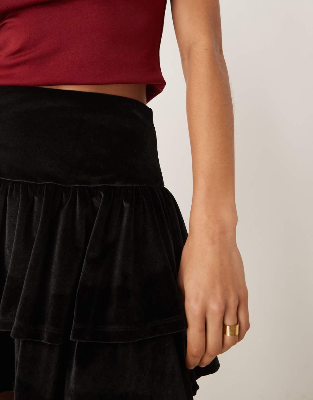 ASOS DESIGN velvet rara mini skirt in black Product Image
