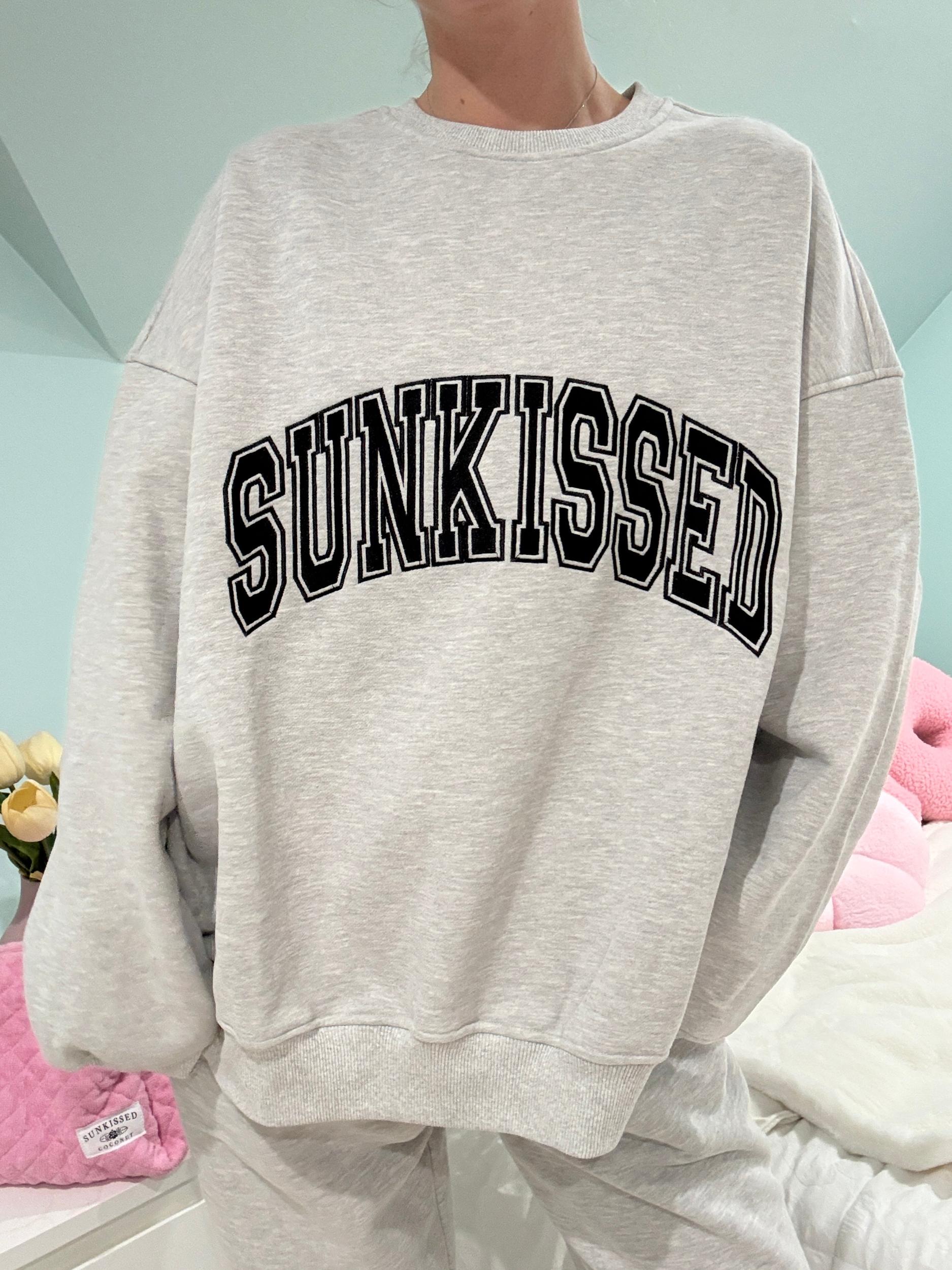 Afternoon Grey Sunkissed Varsity Embroider Sweatshirt Product Image