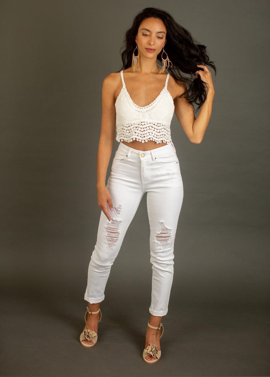 Sonnet Crochet Top in White Female Product Image