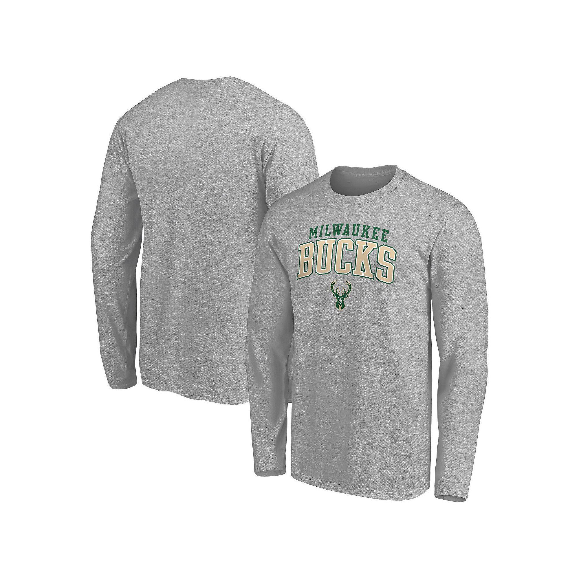 Men's Fanatics Heather Gray Milwaukee Bucks Team State Pride Long Sleeve T-Shirt,  Product Image