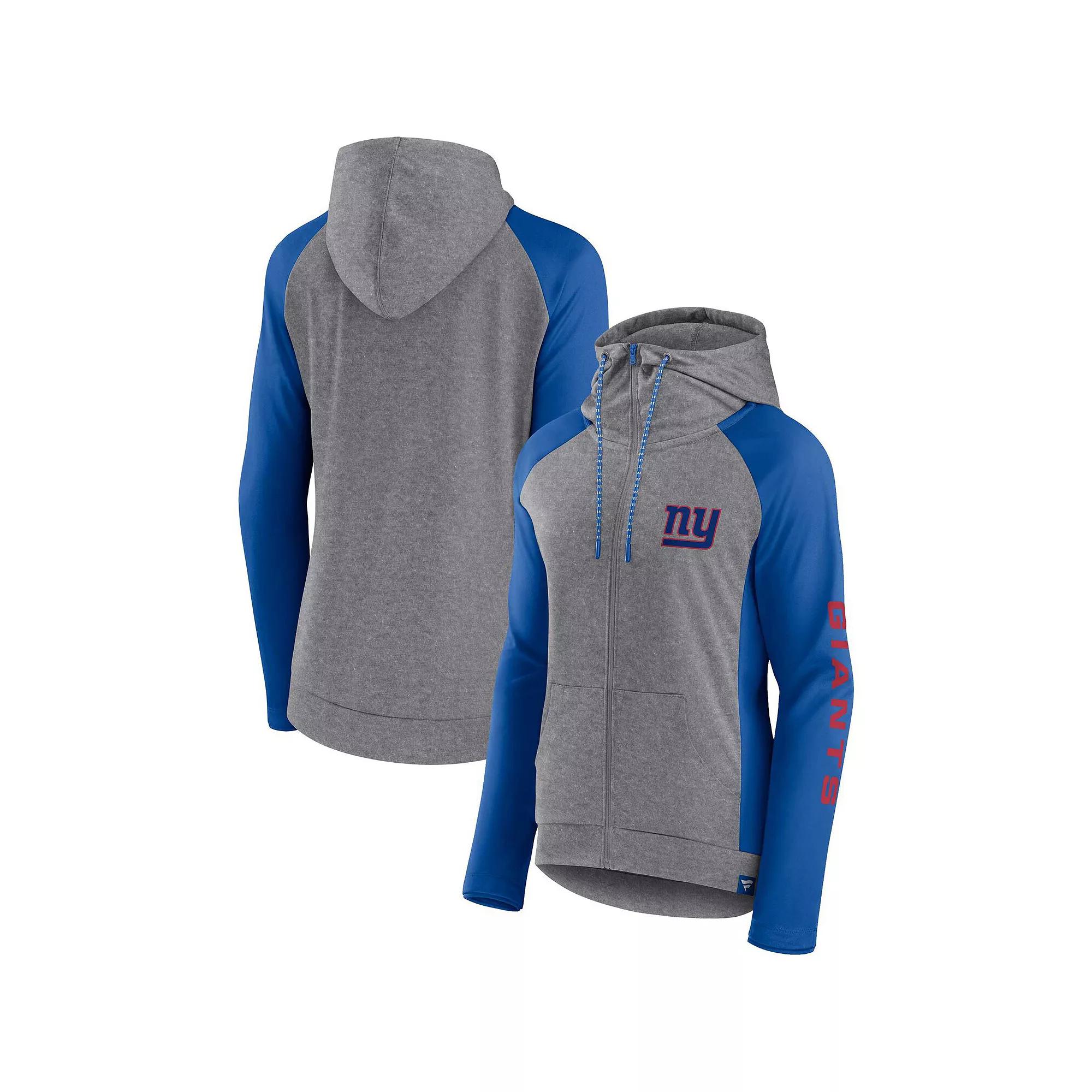 Women's Fanatics Branded  Heather Gray/Navy New England Patriots Blind Side Raglan Full-Zip Hoodie, Size: XS, Grey Product Image