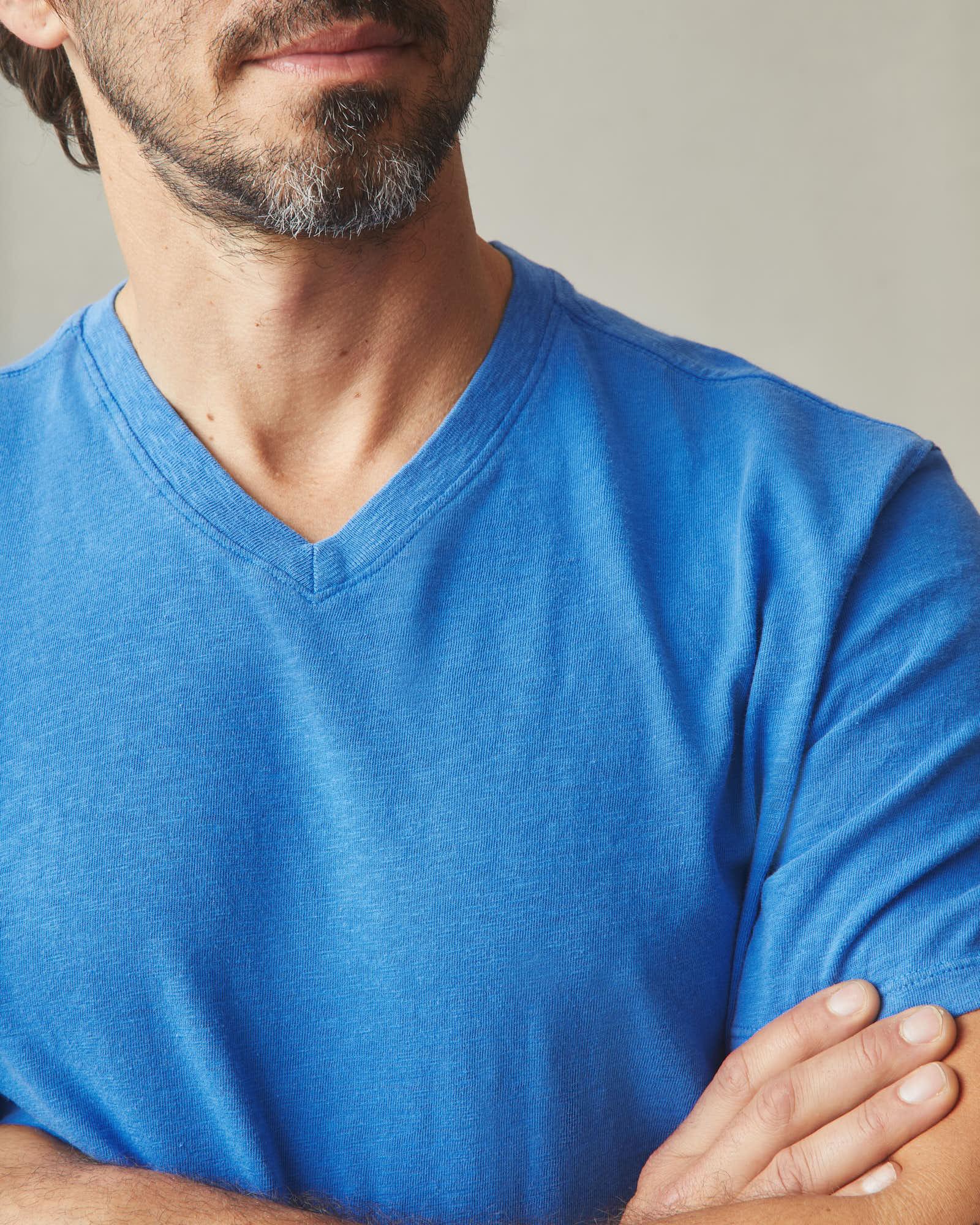 Men's Premium Slub V-Neck Tee - Strong Blue Male Product Image