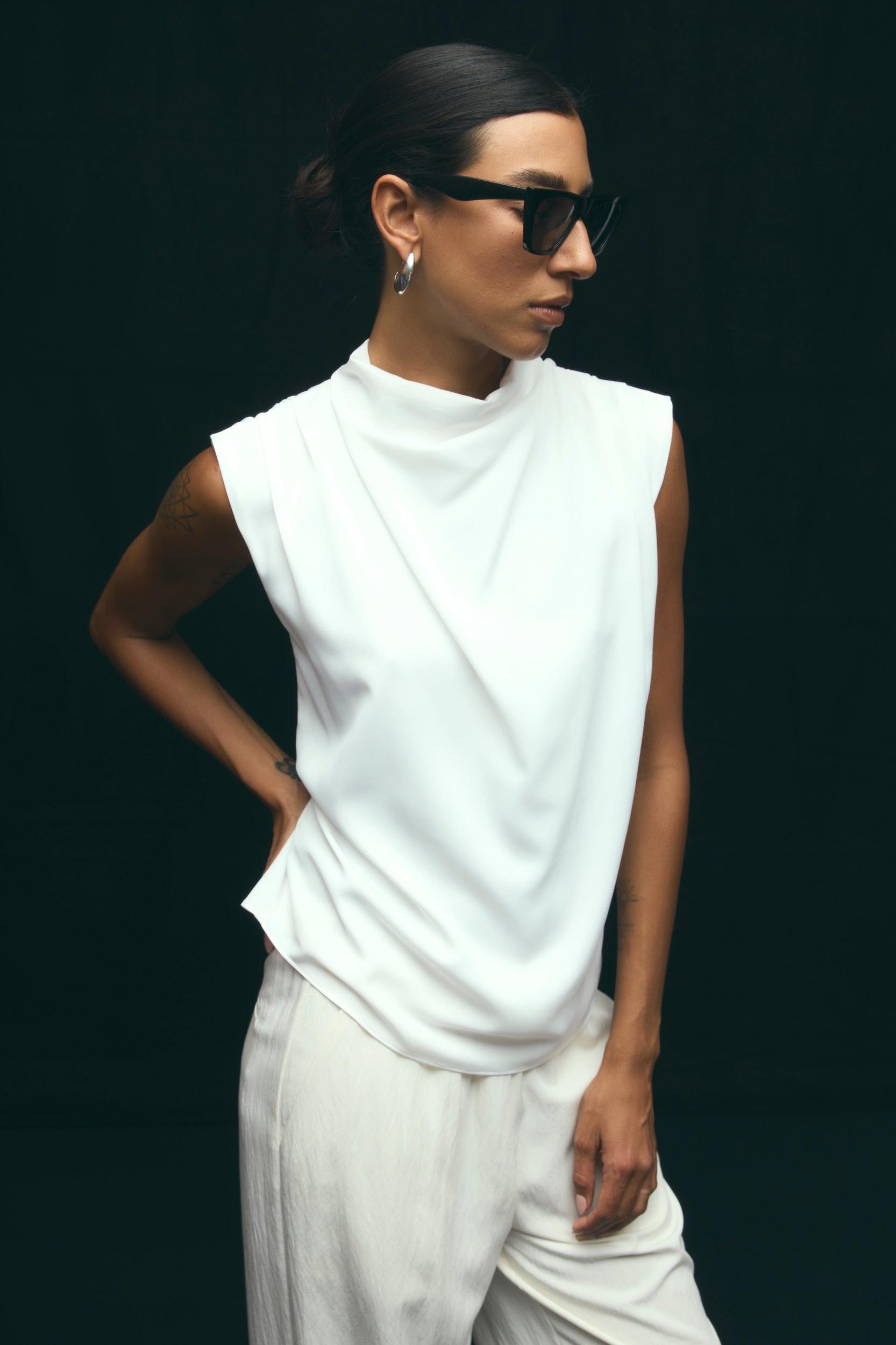 Allegra Gathered-Neck Sleeveless Blouse Product Image