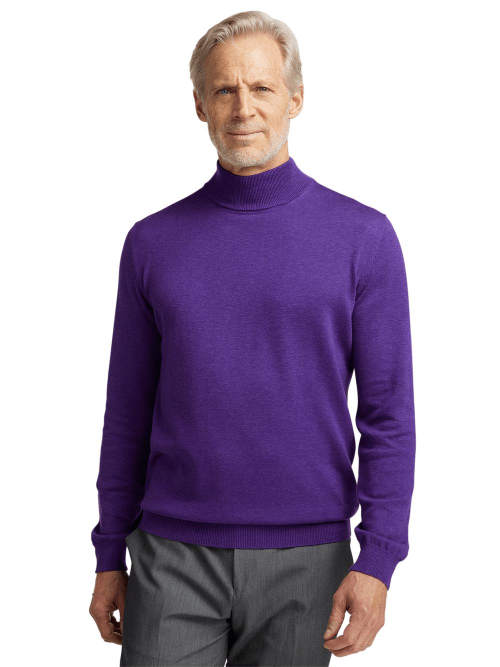 Supima Cotton Mock Neck Sweater - Purple Product Image