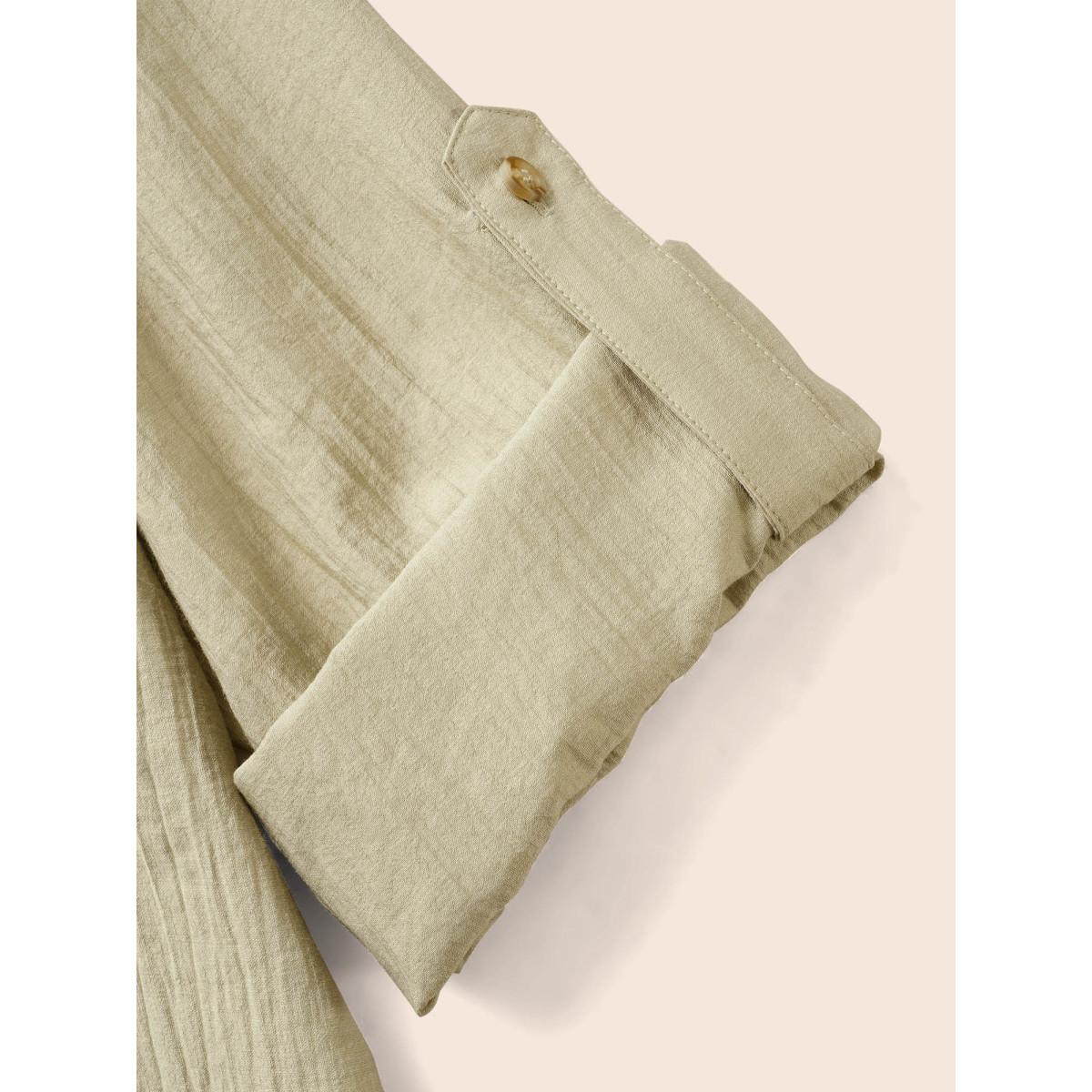 Plus Size Sage Solid Patched Pocket Tab Sleeve Blouse Women Elegant Long Sleeve V-neck Everyday Blouses BloomChic 18-20/2X Product Image