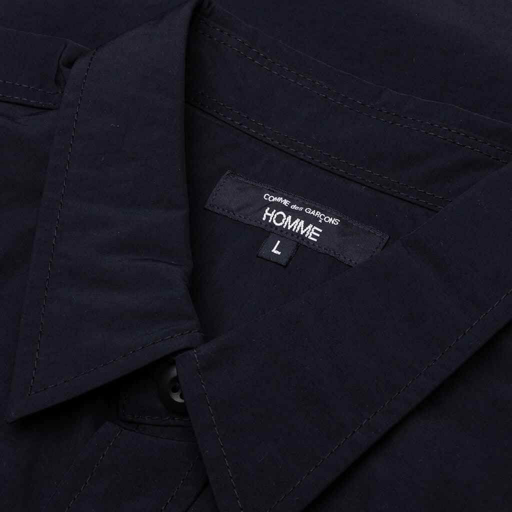 Curved Hem Nylon Short Sleeve Shirt - Navy/White Male Product Image