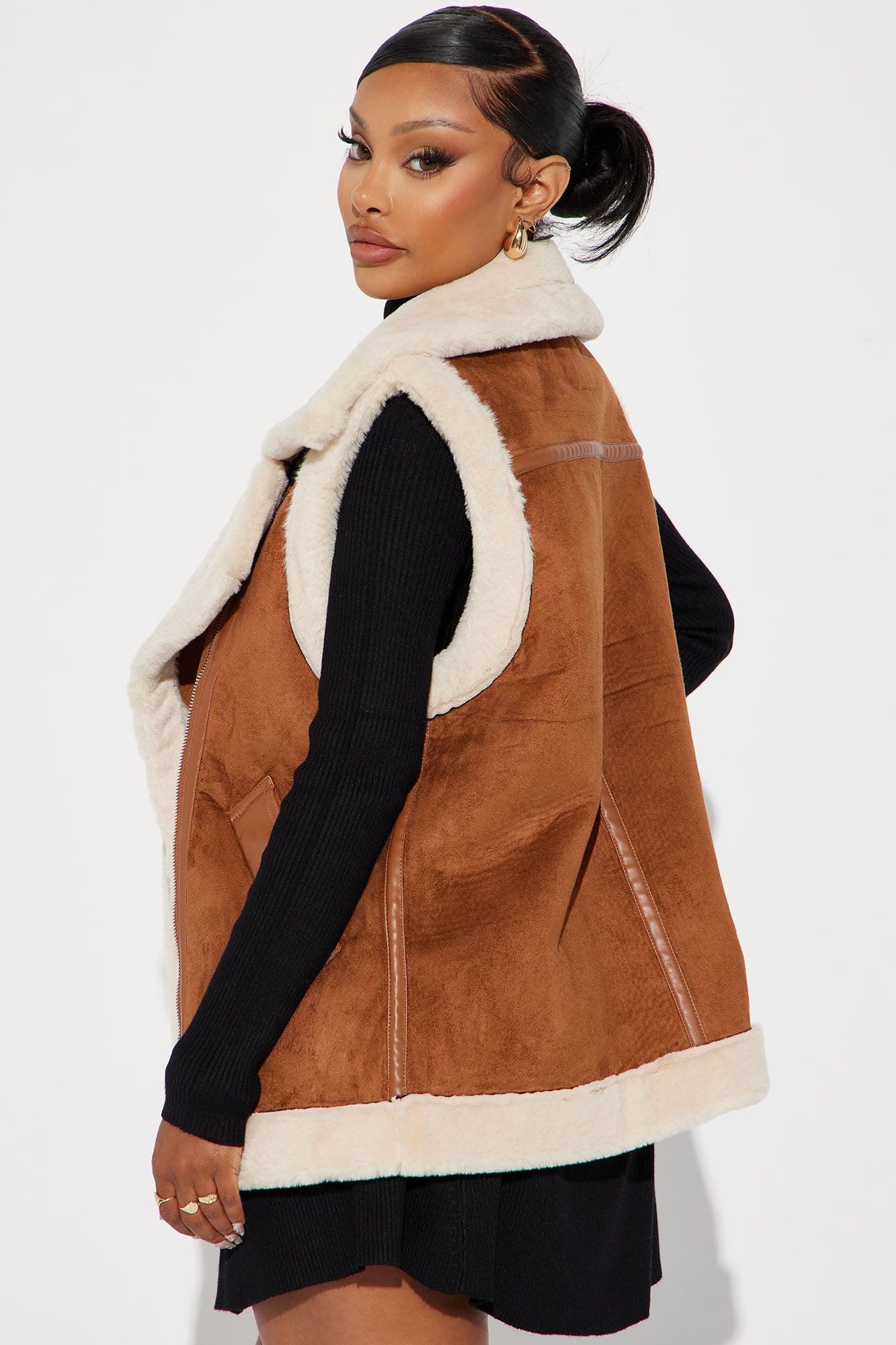 Come My Way Shearling Vest - Brown Product Image