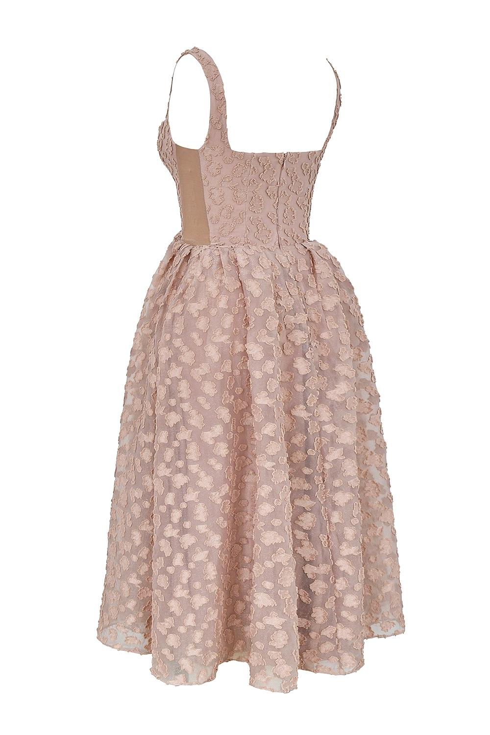 Lovely  french rose jacquard sweetheart neckline midi dress - sale Product Image