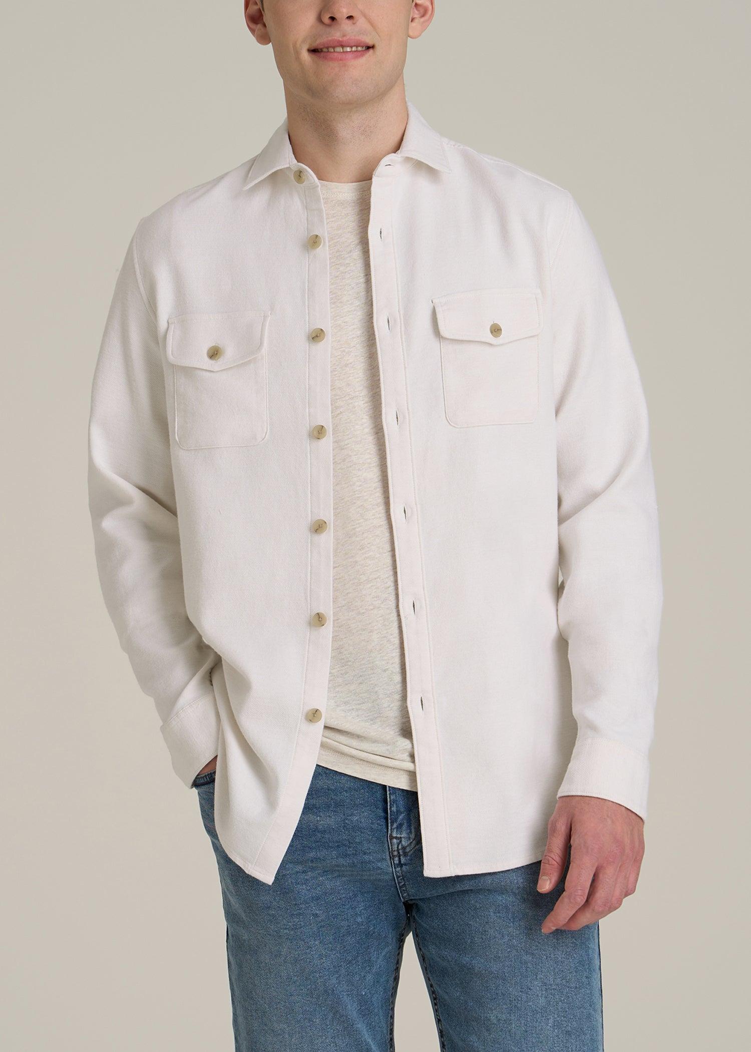 Everyday Comfort Terry Overshirt for Tall Men in White Swan Male Product Image