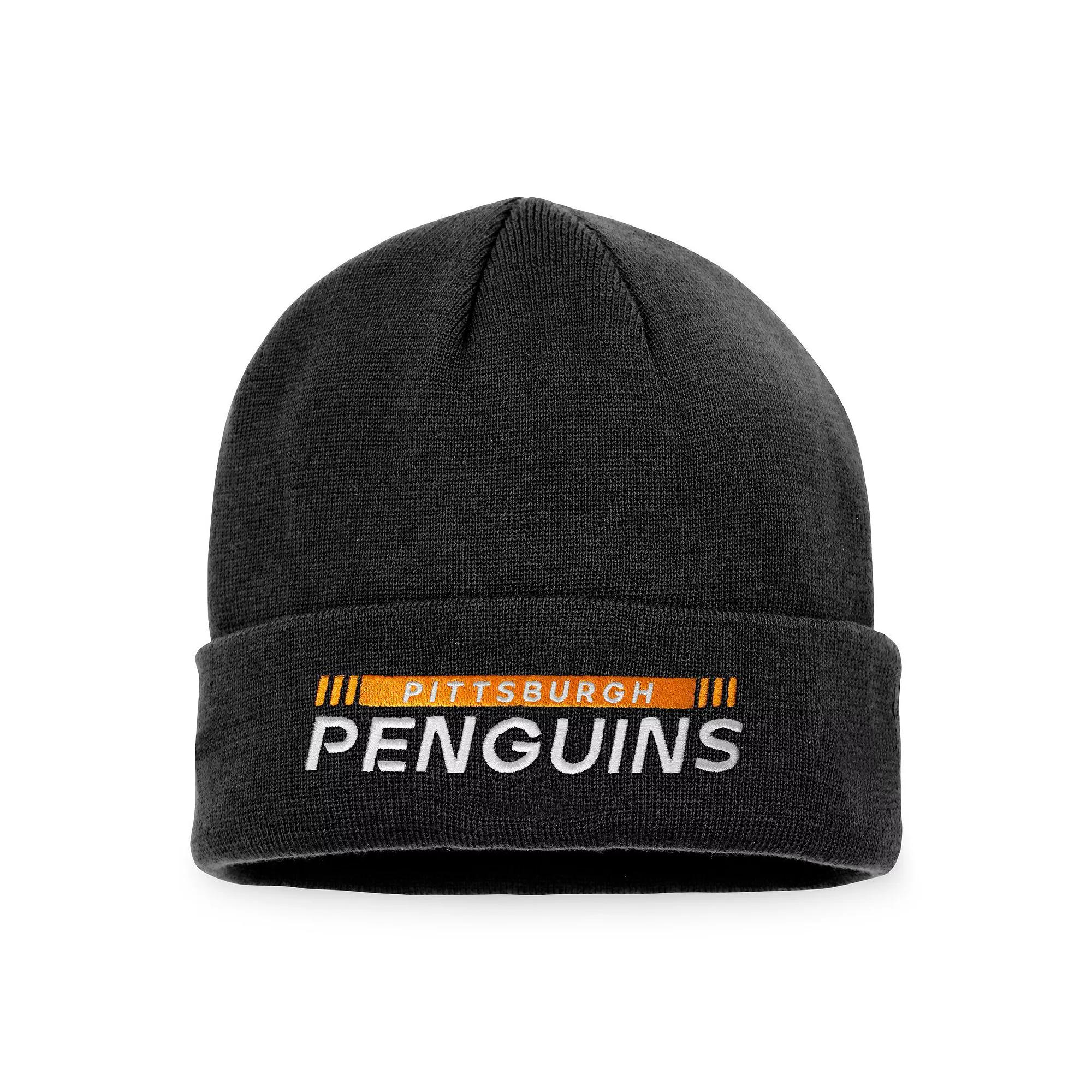 Men's Fanatics Branded Black Pittsburgh Penguins Authentic Pro Rink Cuffed Knit Hat Product Image