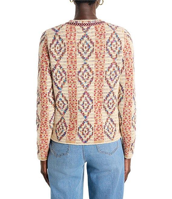 NIC + ZOE Color Wave Knit Round Neck Long Sleeve Jacket Product Image