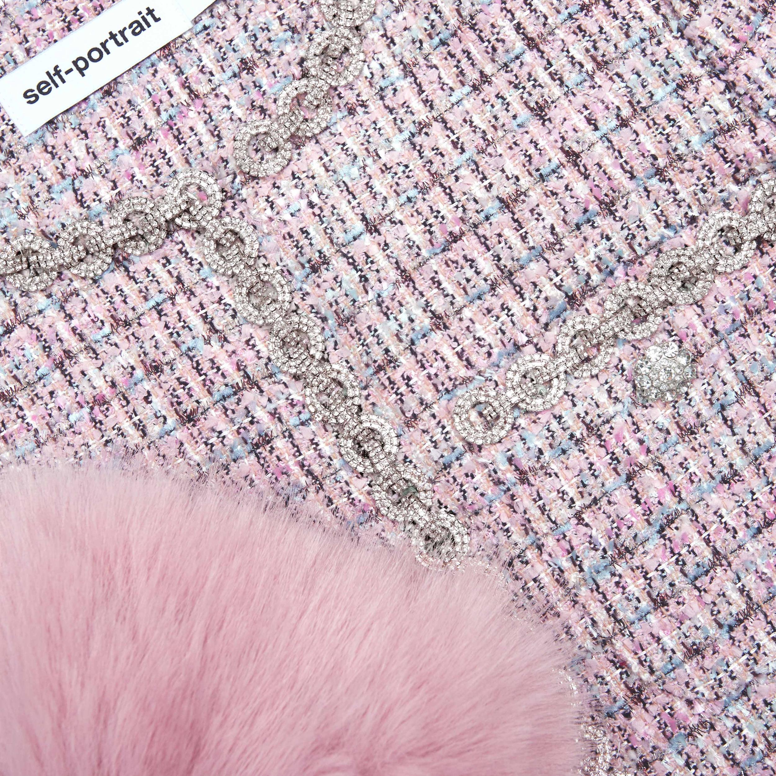 Pink Boucle Fur Cuff Jacket Product Image