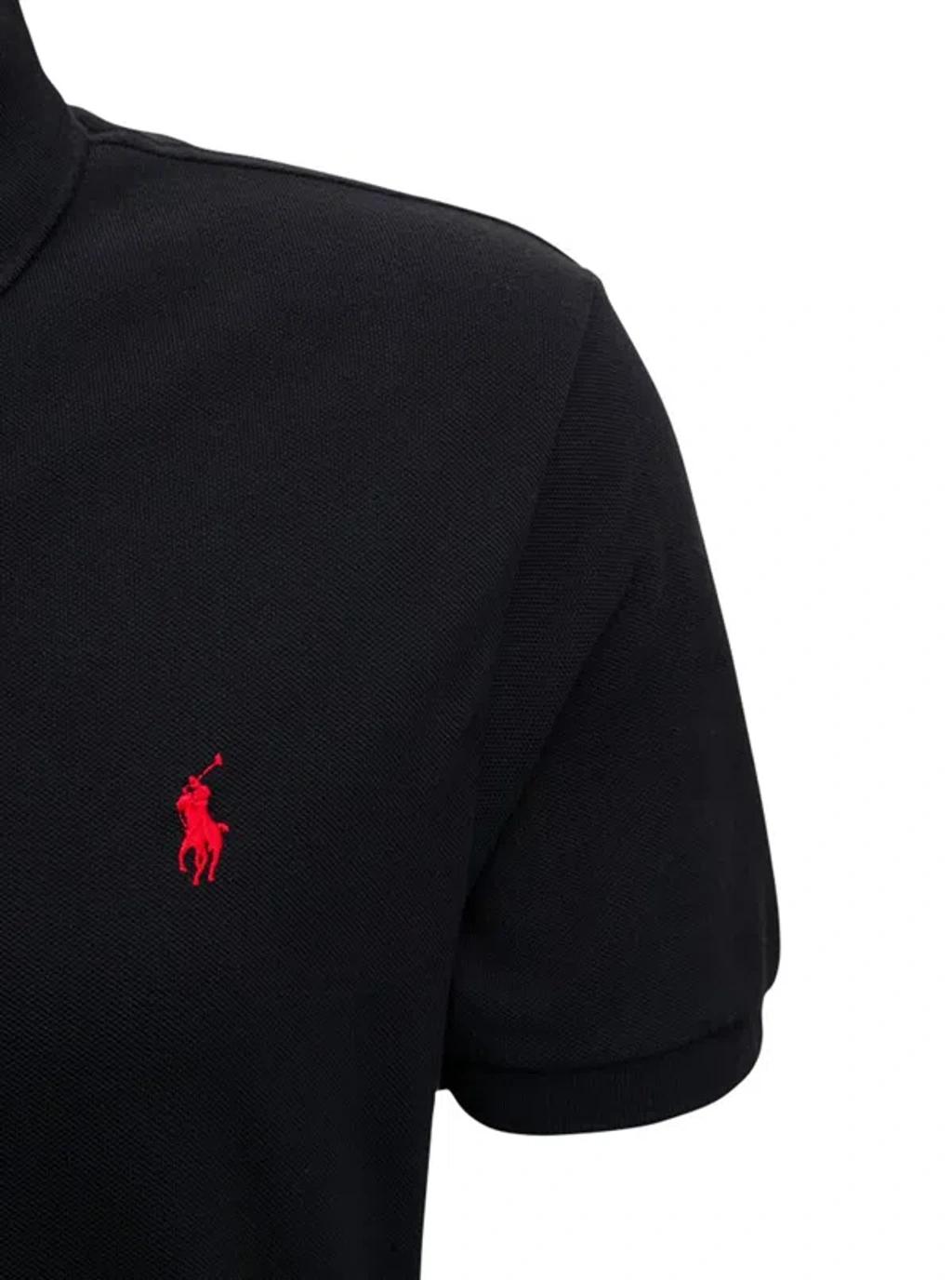 POLO RALPH LAUREN Black Polo Shirt With Classic Collar And Pony Embroidery On The Front In Cotton Man Product Image