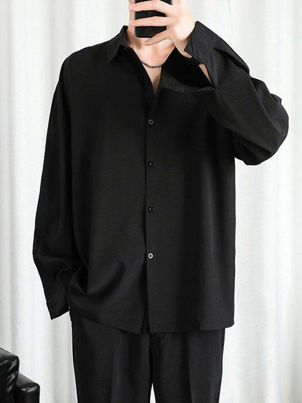 Men's Draped Long Sleeve Button Down Shirt Product Image