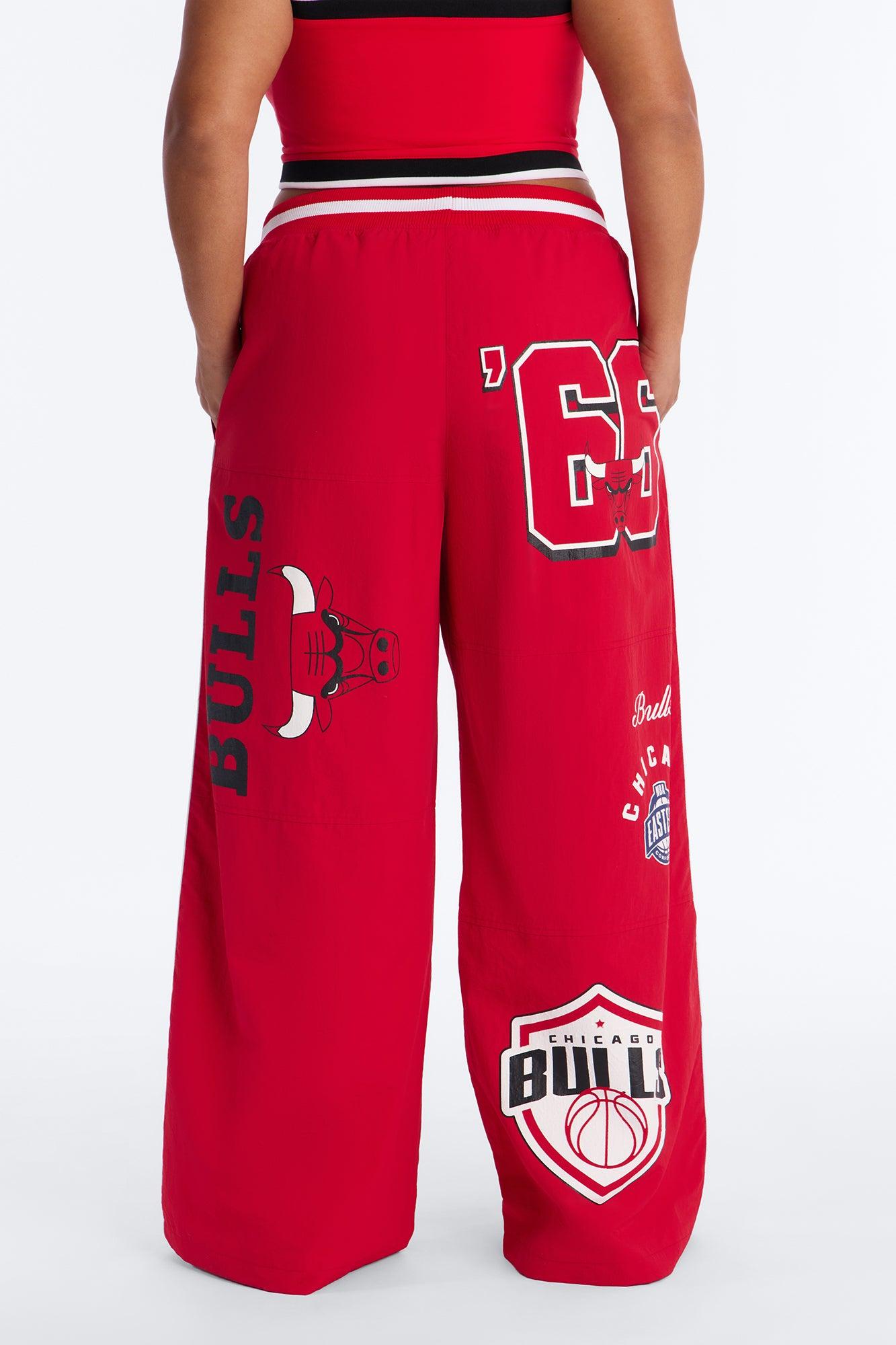 NBA Chicago Bulls Patchwork Cargo Wide Leg Pant - Red Female Product Image