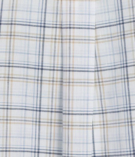 Gold Label Roundtree & Yorke Non-Iron Small Plaid Print Linen Sport Shirt Product Image